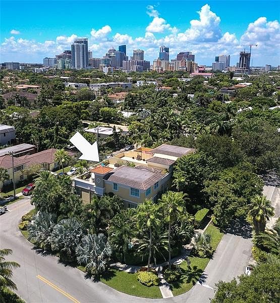 Aerial view towards downtown