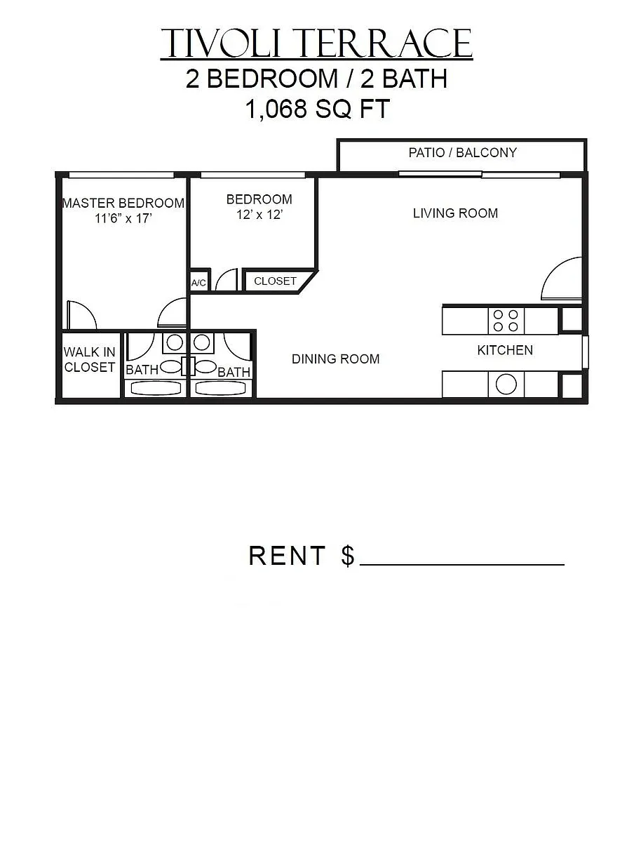 Floor plan 2 bed 2 bath