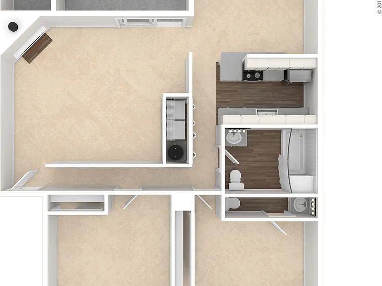 2 BD / 1.5 BA 1,004 SF