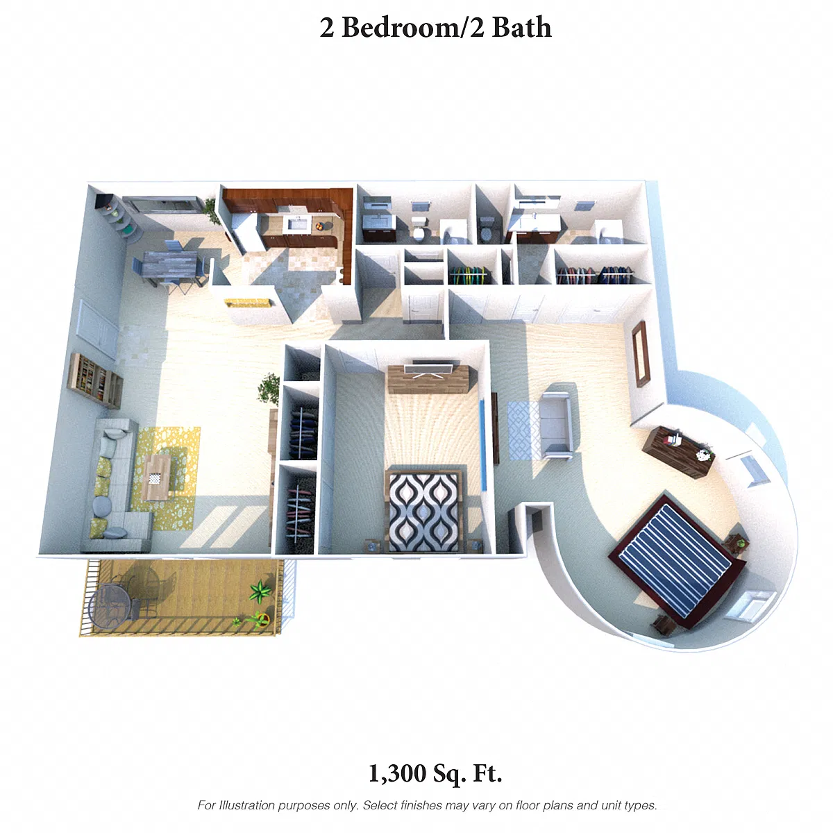 Floor plan 2 Bedroom 2 Bath B