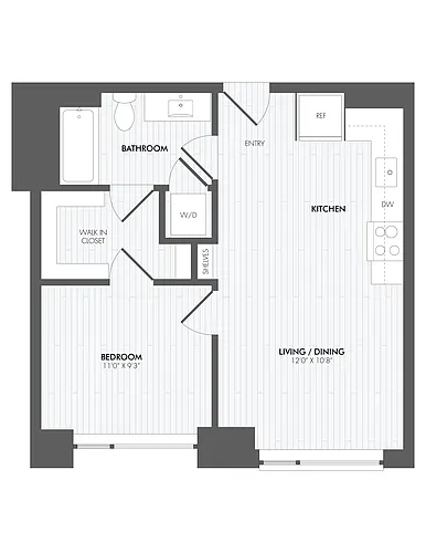 Floor plan 1 Bed/1 Bath-A6