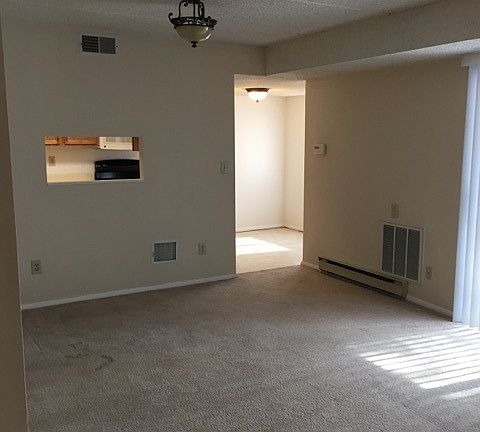 Living room into eat-in kitchen