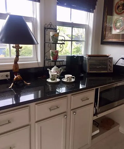 Kitchen has full size sink,lge microwave,Hot Spot, lge.toaster oven and medium size fridge with freezer space.