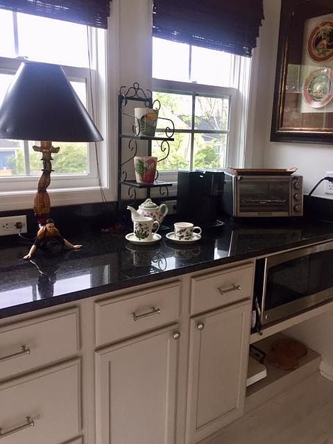 Kitchen has full size sink,lge microwave,Hot Spot, lge.toaster oven and medium size fridge with freezer space.