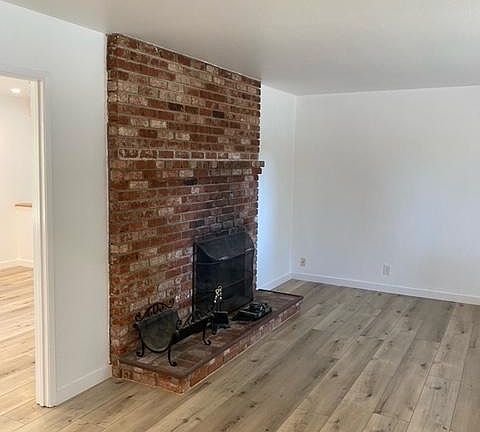 wood burning fireplace.