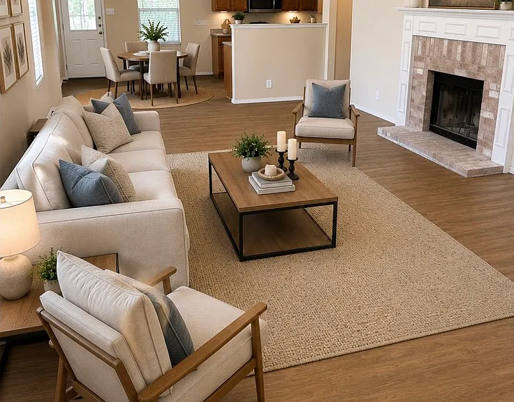 AI decorated view of living room