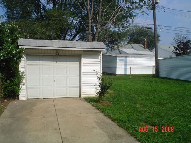garage and backyard