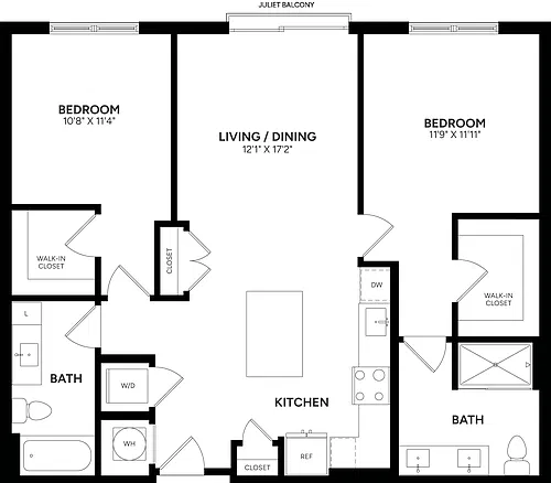 Floor plan 2 Bed/ 2 Bath-C18P