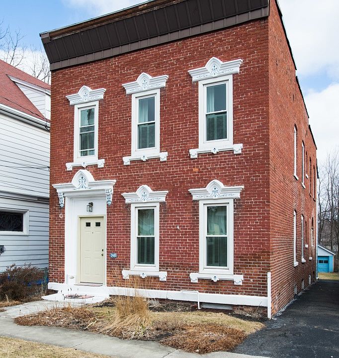 Front with driveway for off-street parking