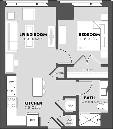 Floor plan 1 Bed/1 Bath-A1