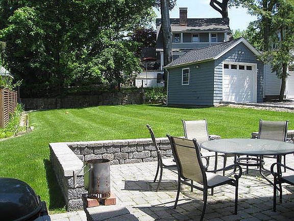 Back - patio, lawn, garage