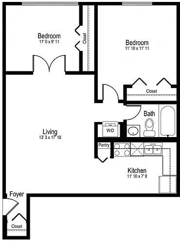 Floor plan One Bedroom One Bath Large