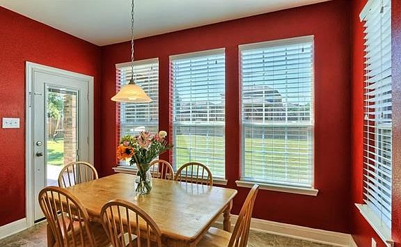 Already comes w blinds.  Door leading to the covered patio