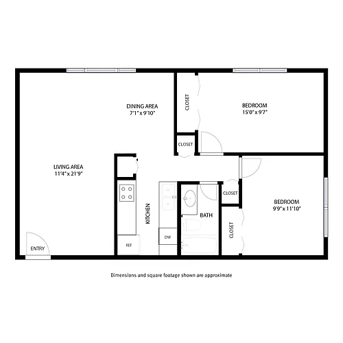 Floor plan 2 Bedroom / 1 Bath