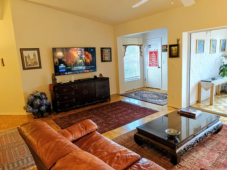 Living room with 65 inch smart TV