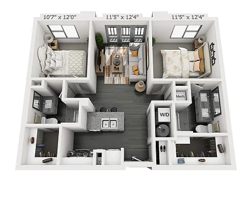 Floor plan Two Bedroom B2B