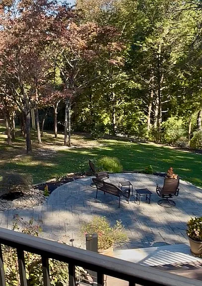 Back patio view from the house for enjoyment of the serene backyard