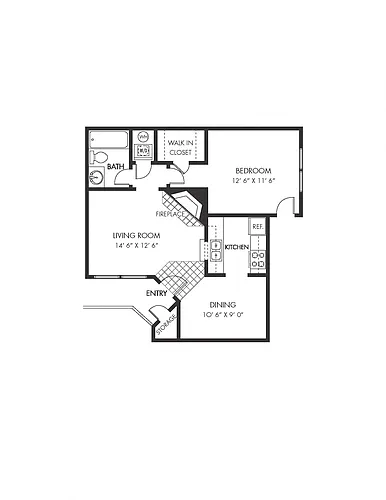 Floor plan 1 Bed 1Bath