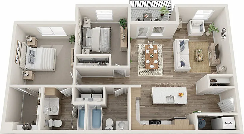 Floor plan 2 Bedroom 2 Bath