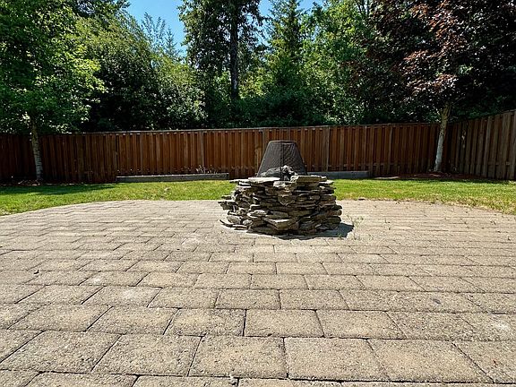Back yard with gas fireplace