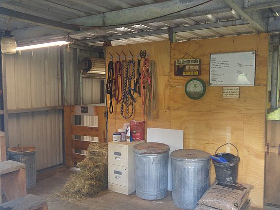 feed and tack area in barn