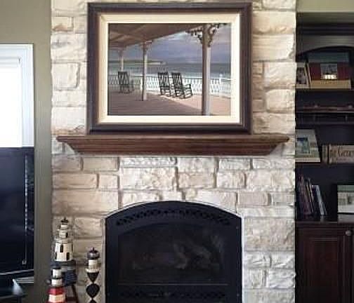 Floor to Ceiling Stone FIreplace