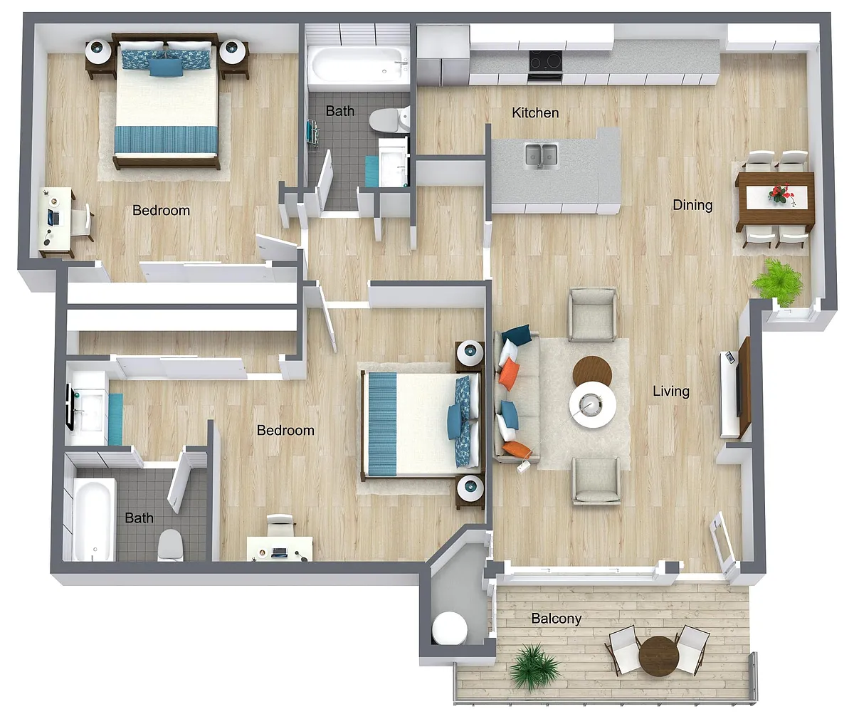 Floor plan Two Bedroom Two Bathroom