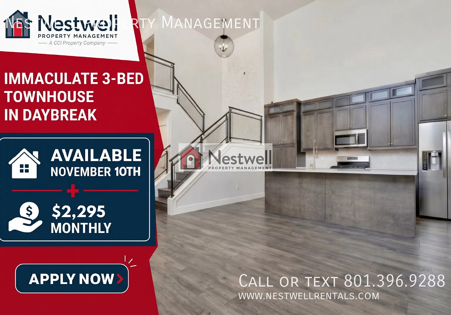 $100 off the first 3 months' rent - Immaculate 3-bed Townhouse in Daybreak! — Photo 1