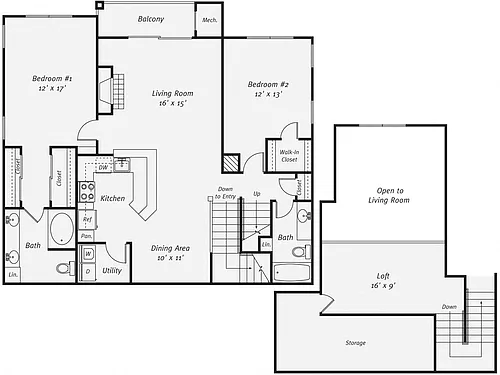 Floor plan 2 Bed/2 Bath-B1LG