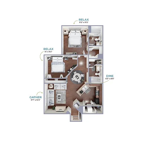 Floor plan 2 BEDROOM