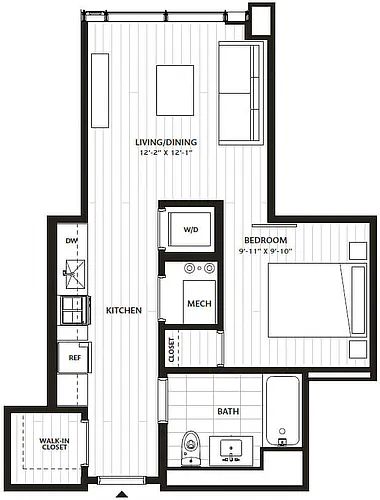 Floor plan 1 Bed/1 Bath-A1