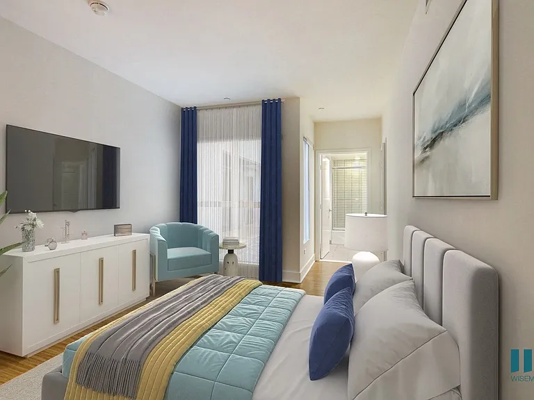 Bedroom with Bathroom, Vinyl Flooring, and Large-Size Windows