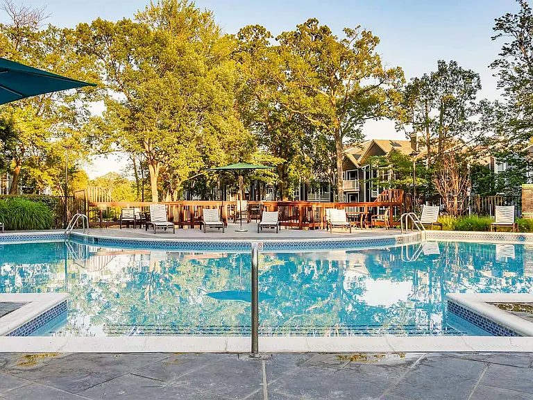 Outdoor swimming pool and social deck