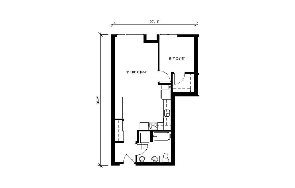 Floor plan 1 Bedroom - A19