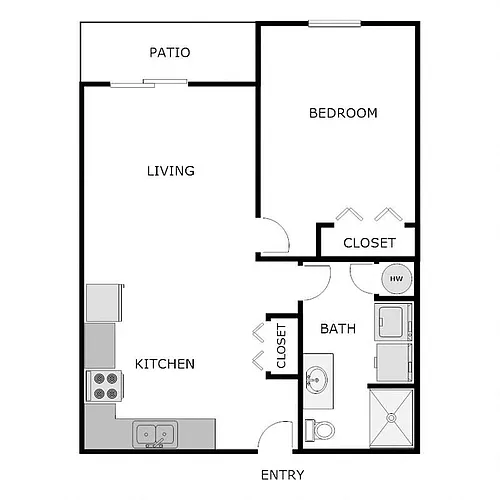 Floor plan 1 Bed 1 Bath