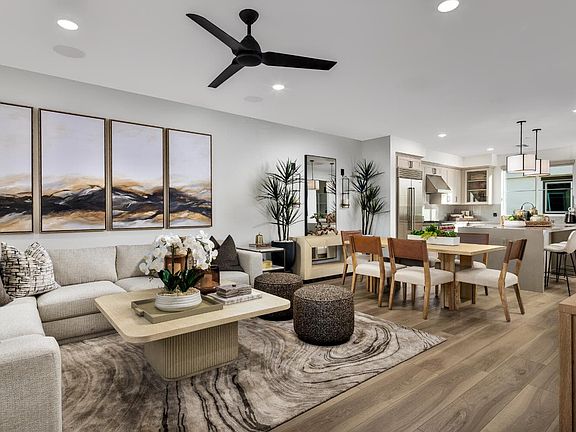 An image of the Great Room in the Plan 6 model home at Magnolia.