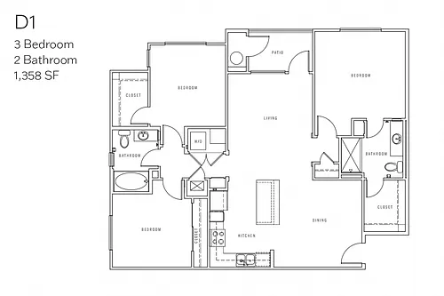 Floor plan D1 Three Bedroom
