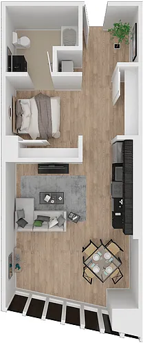 Floor plan Open 1 Bed A