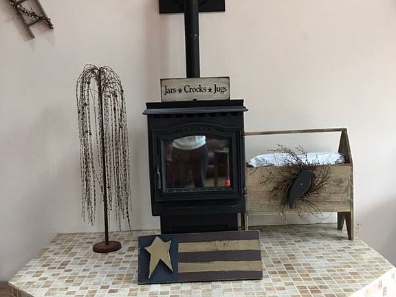 Pellet stove in living space