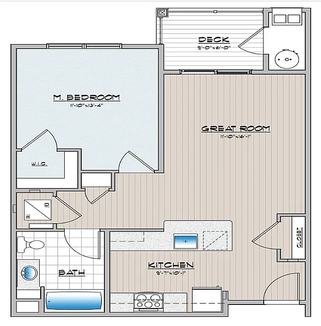 Floor plan 1 Bedroom 1 Bathroom Elevator