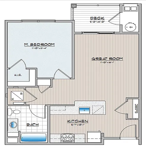 Floor plan 1 Bedroom 1 Bathroom Elevator