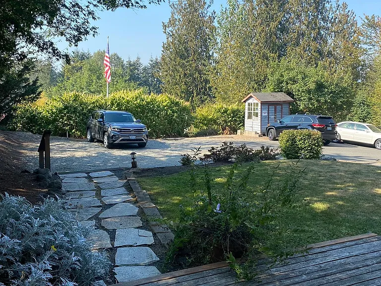 Deck and backyard