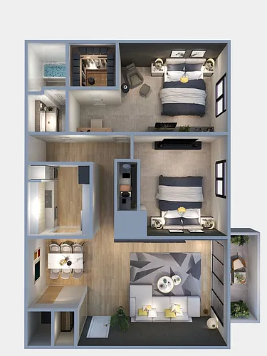Floor plan 2 bedroom 1 bathroom TC