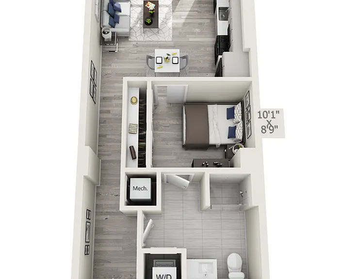 Studio One Bath (610 SF) Studio One Bath (610 SF)