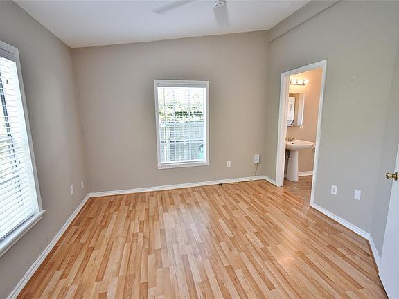 Bedroom with attached bathroom.