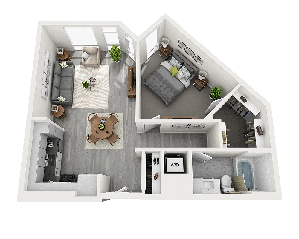 Floor plan One Bedroom A1E-CL2