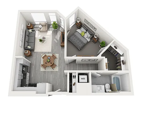 Floor plan One Bedroom A1E-CL2