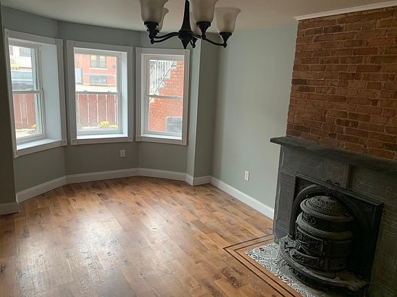 Living room space with fireplace