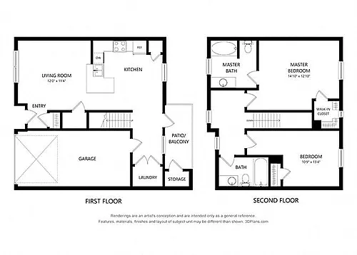 Floor plan Two Bedroom Townhome