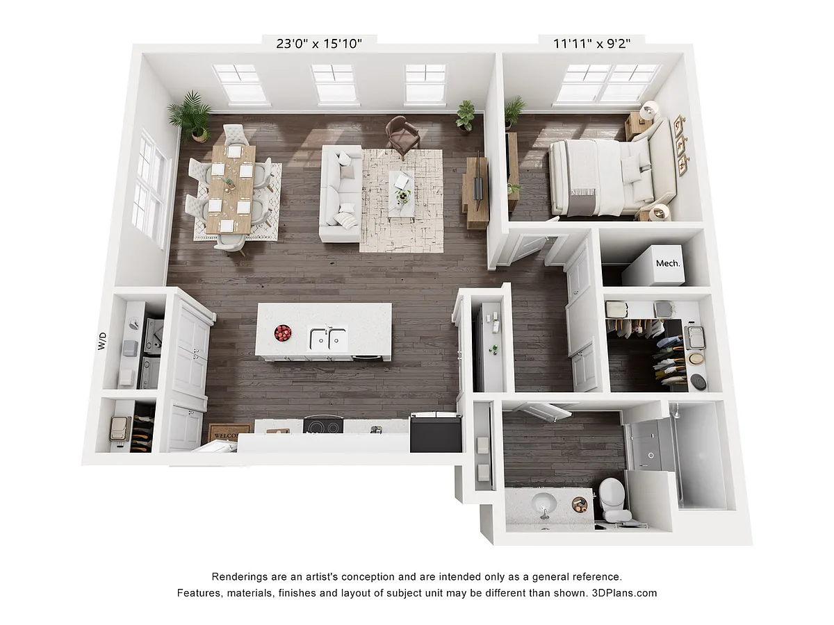 Floor plan The Foundation - 1A - 1x1